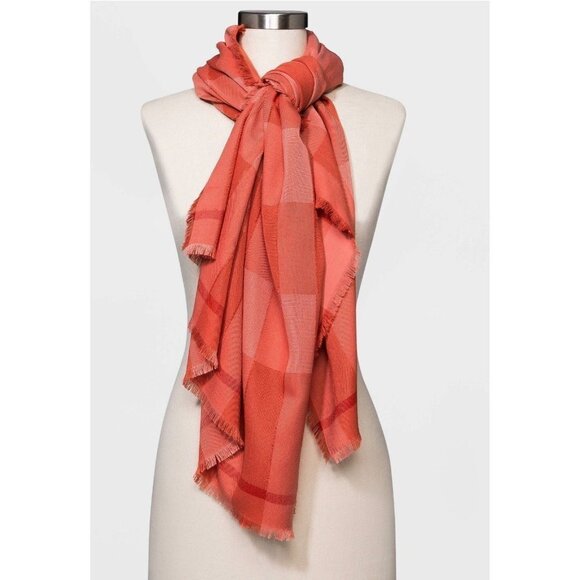 Universal Thread Accessories - Women's Textured Check Wrap Scarf - Universal Thread-Red